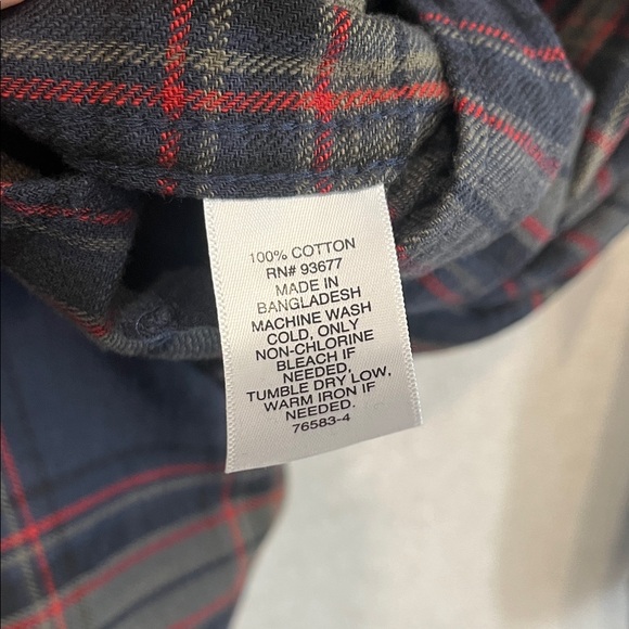 Classic Navy and Red Plaid Button-Down Shirt - Picture 5 of 5